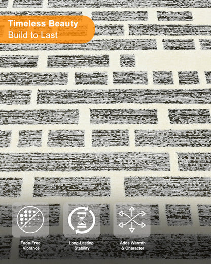 HOMEKNIT TEXT SCRIPT IVORY MICROFIBER RUG