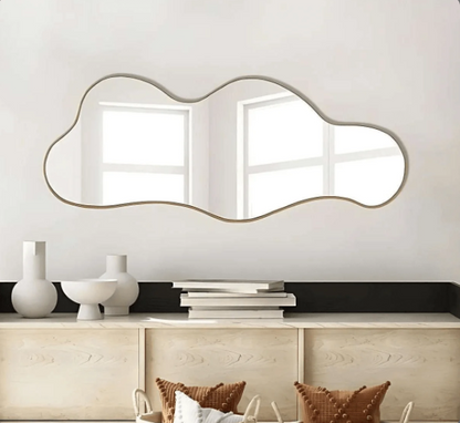 LARGE CLOUD SHAPED WALL MIRROR WITH ANODIZED ALUMINUM FRAME