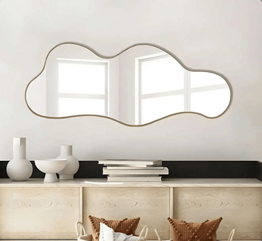 LARGE CLOUD SHAPED WALL MIRROR WITH ANODIZED ALUMINUM FRAME