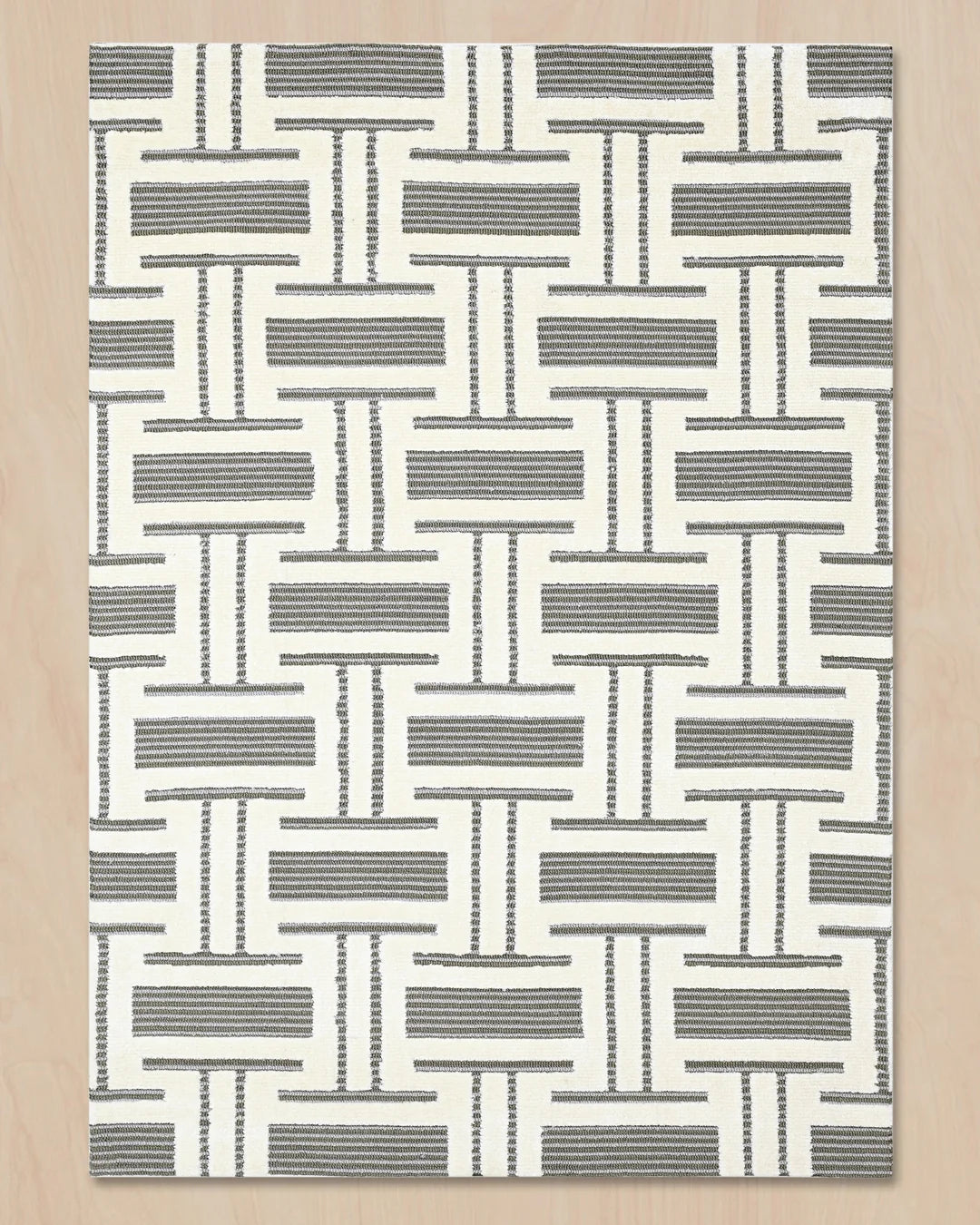 HOMEKNIT WOVEN GRID IVORY MICROFIBER RUG