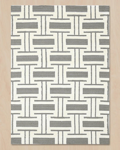 HOMEKNIT WOVEN GRID IVORY MICROFIBER RUG