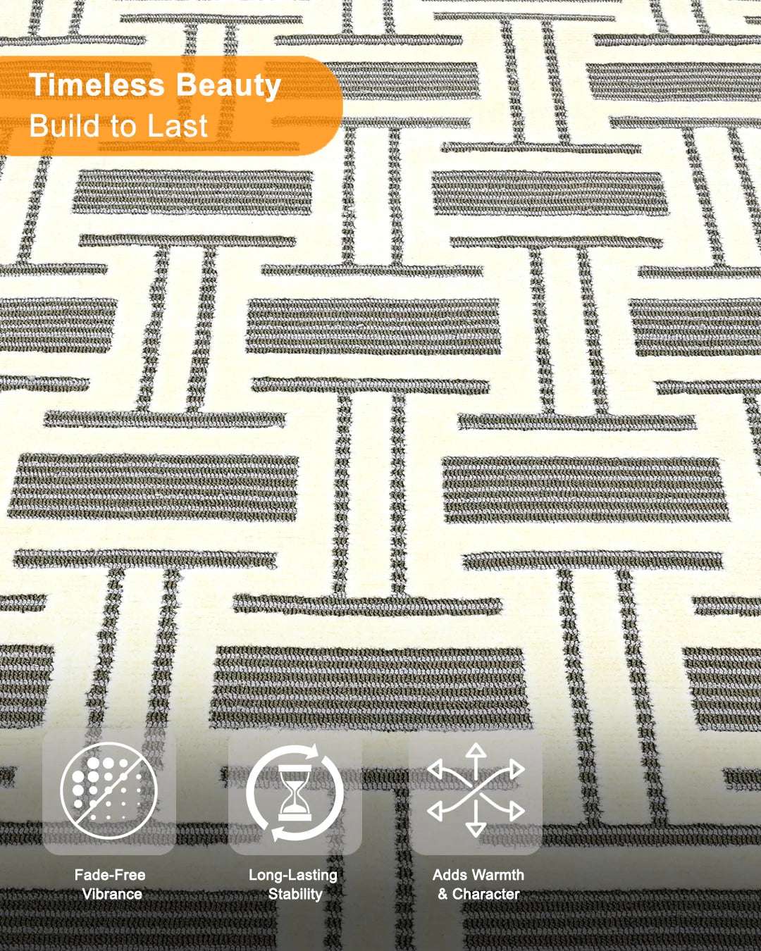 HOMEKNIT WOVEN GRID IVORY MICROFIBER RUG