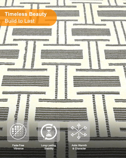 HOMEKNIT WOVEN GRID IVORY MICROFIBER RUG