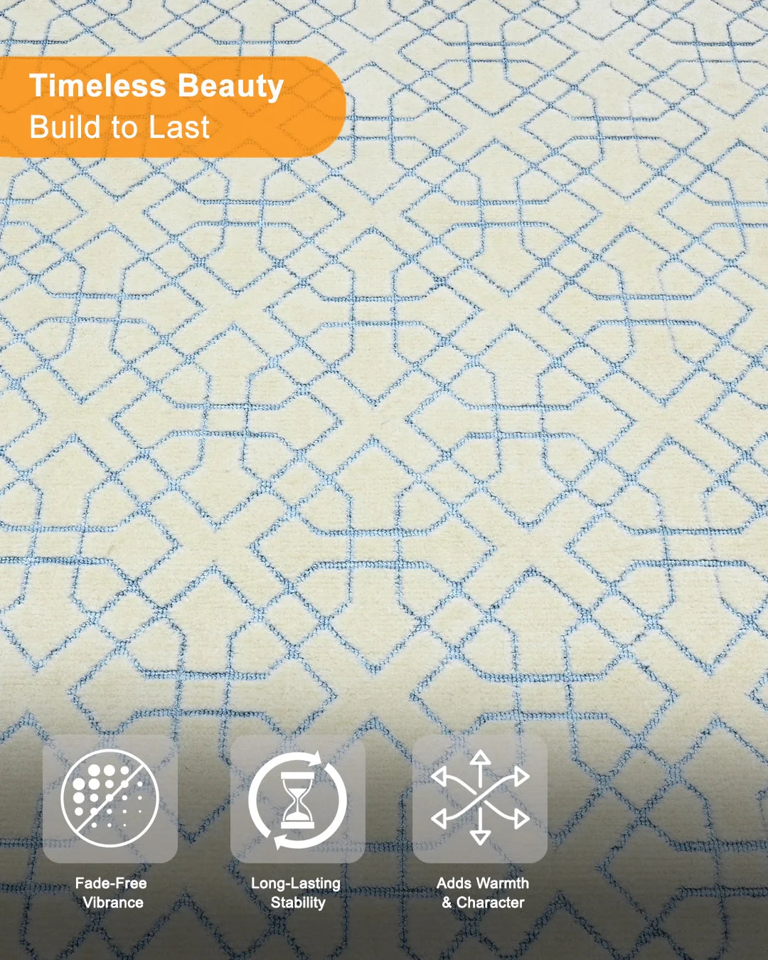 HOMEKNIT SKY LATTICE IVORY MICROFIBER RUG