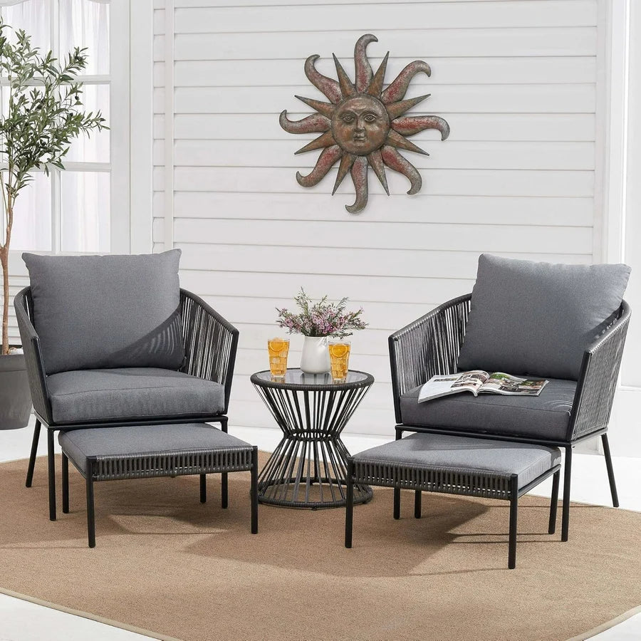 OUTDOOR 5 PIECE ROPE PATIO SOFA SET