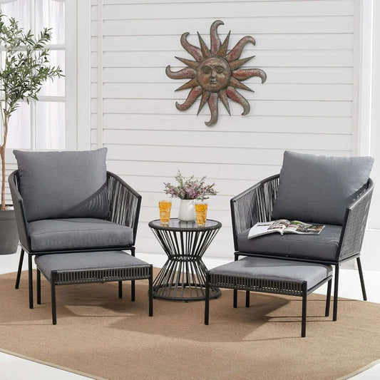 OUTDOOR 5 PIECE ROPE PATIO SOFA SET