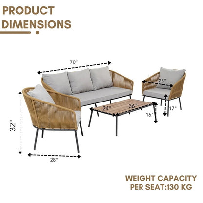 5-SEATER OUTDOOR ALL-WEATHER ROPE SOFA SET
