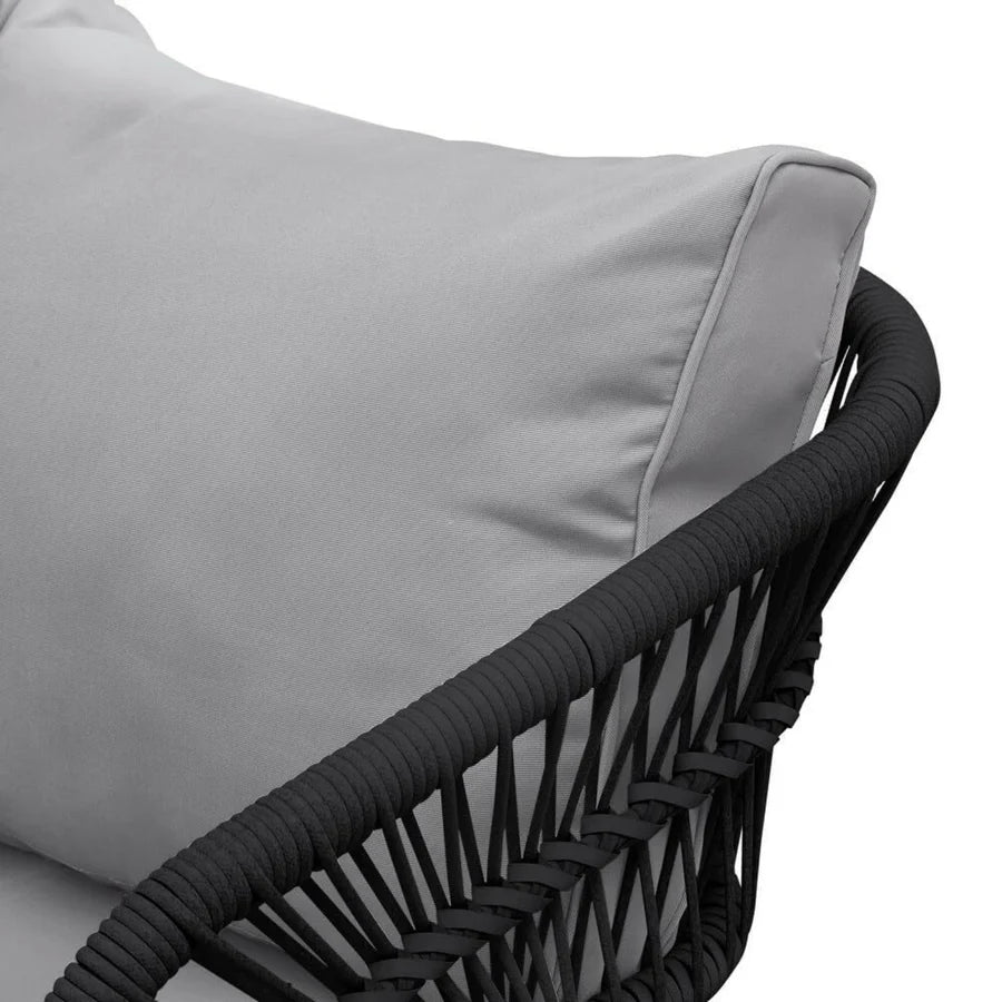 OUTDOOR ROPE 4-PIECE PATIO SOFA SET WITH GLASS TOP TABLE