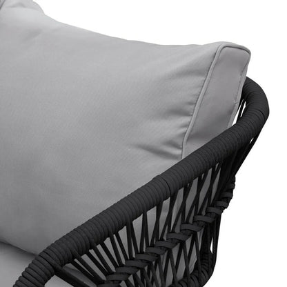 OUTDOOR ROPE 4-PIECE PATIO SOFA SET WITH GLASS TOP TABLE