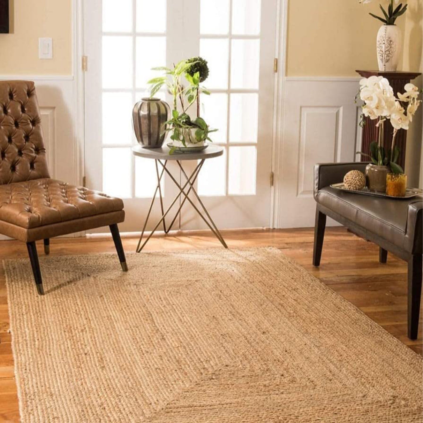 NATURAL JUTE BROWN RUG