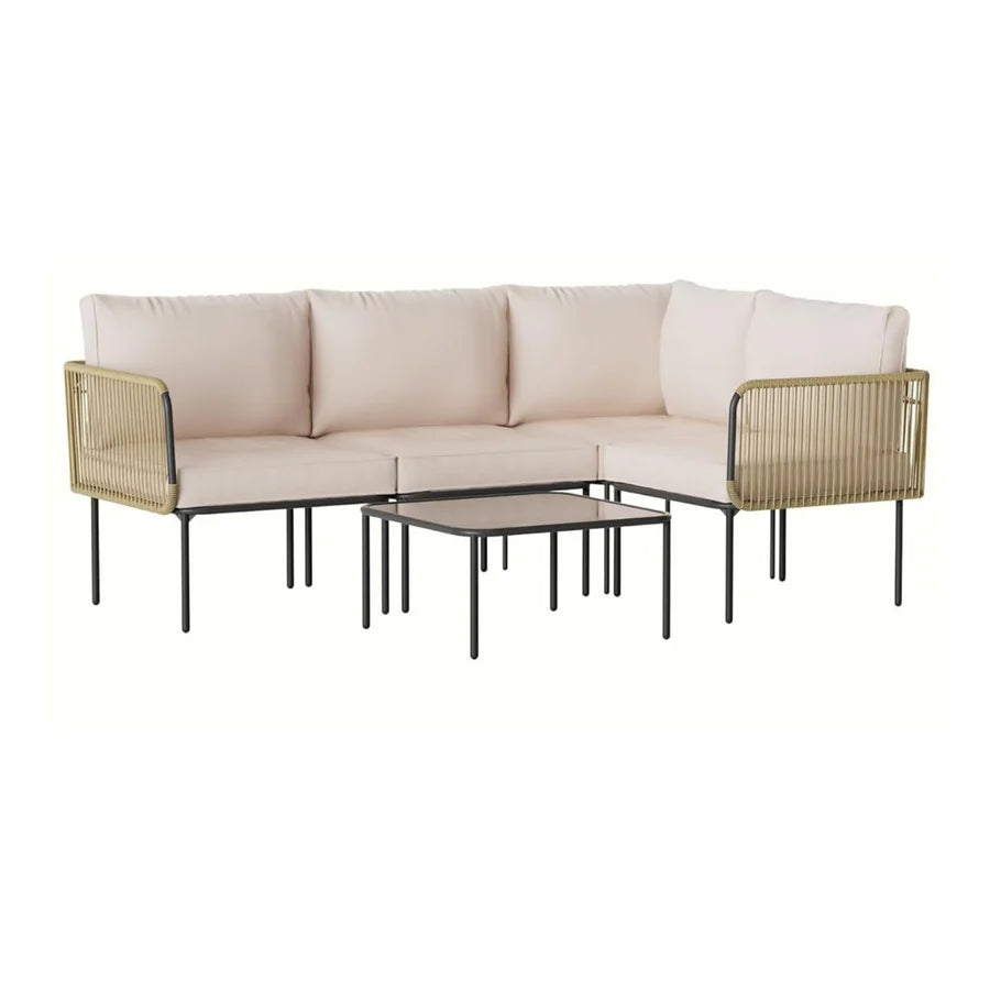 L-SHAPED ROPE WOVEN OUTDOOR SOFA SET