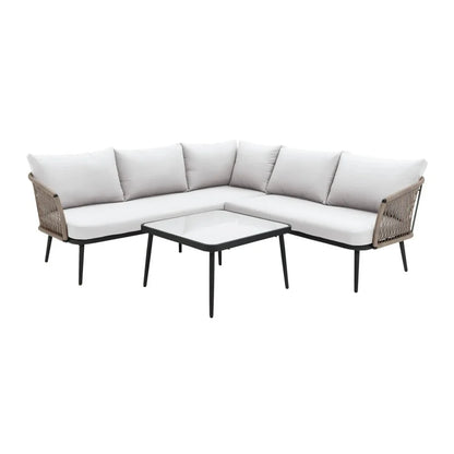 OUTDOOR L-SHAPE ALL WEATHER HANDWOVEN ROPE SOFA SET