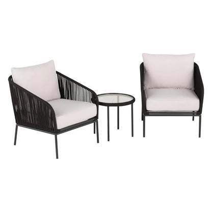 3 PIECE OUTDOOR ROPE BISTRO SET