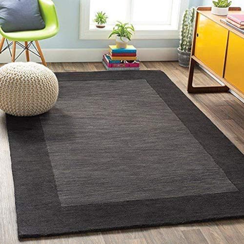 HAND TUFTED GREY GEOMETRIC WOOL CARPET