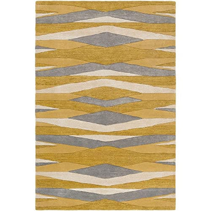 MUSTARD & GREY HAND TUFTED WOOL CARPET