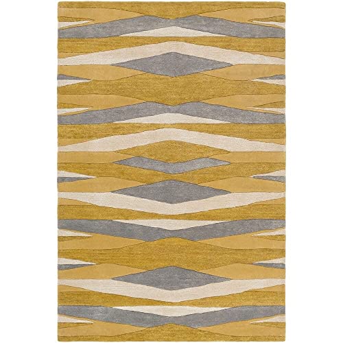MUSTARD & GREY HAND TUFTED WOOL CARPET