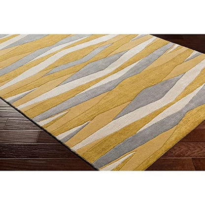 MUSTARD & GREY HAND TUFTED WOOL CARPET