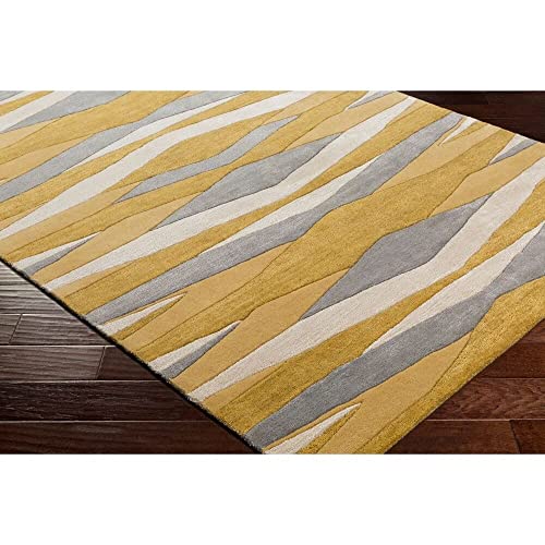 MUSTARD & GREY HAND TUFTED WOOL CARPET