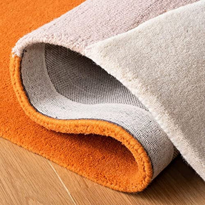 LAVENDER & ORANGE HAND TUFTED HIGH LOW PILE WOOL CARPET
