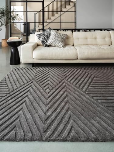 GREY HAND TUFTED WOOL CARPET
