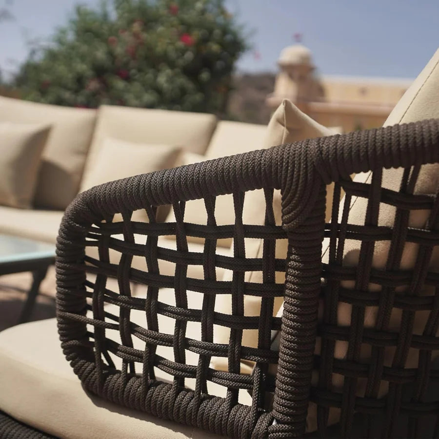 OUTDOOR 5 SEATER ROPE CONVERSATION SOFA SET