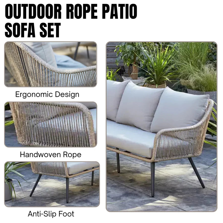 L-SHAPE OUTDOOR ROPE SOFA SET