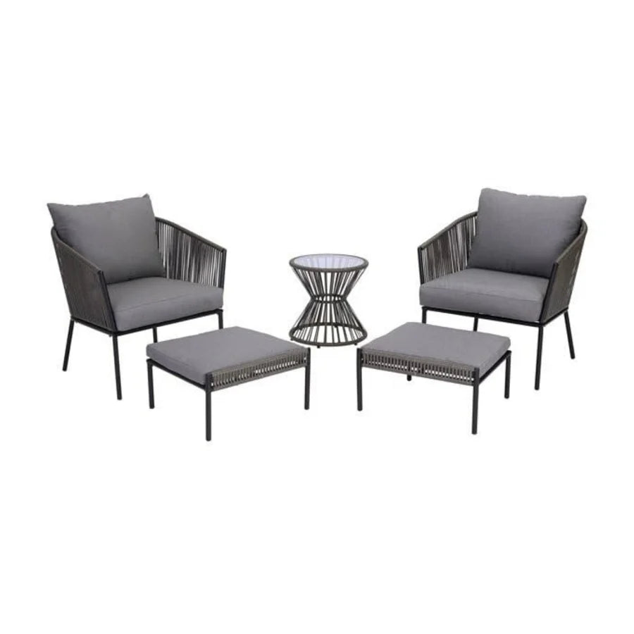 OUTDOOR 5 PIECE ROPE PATIO SOFA SET