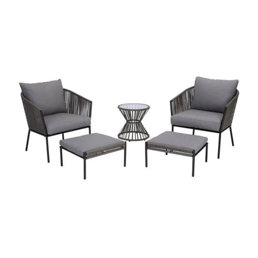 OUTDOOR 5 PIECE ROPE PATIO SOFA SET