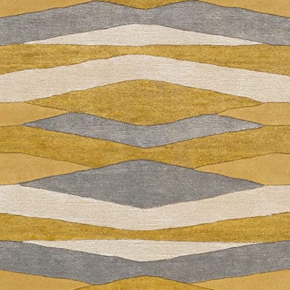 MUSTARD & GREY HAND TUFTED WOOL CARPET