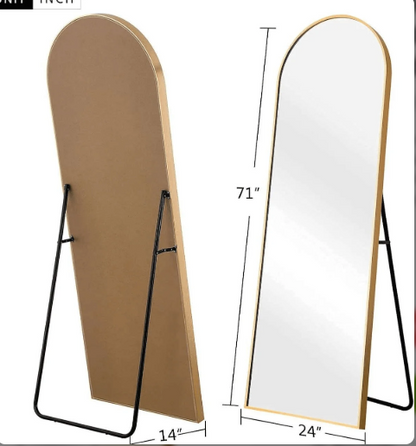 ARCHED FULL-LENGTH STANDING MIRROR WITH ANODIZED ALUMINUM FRAME