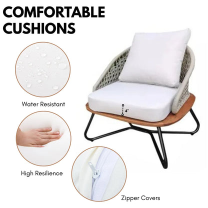 5-SEATER OUTDOOR ALL-WEATHER ROPE SOFA SET WITH WOODEN BASE