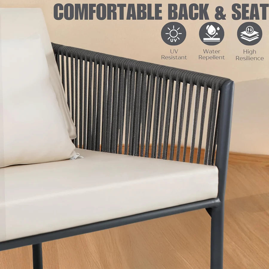 OUTDOOR 4 SEATER ROPE SOFA SET