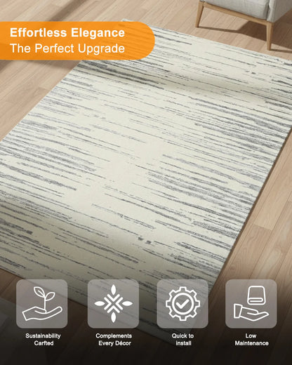 HOMEKNIT LINEAR ABSTRACT GREY MICROFIBER RUG