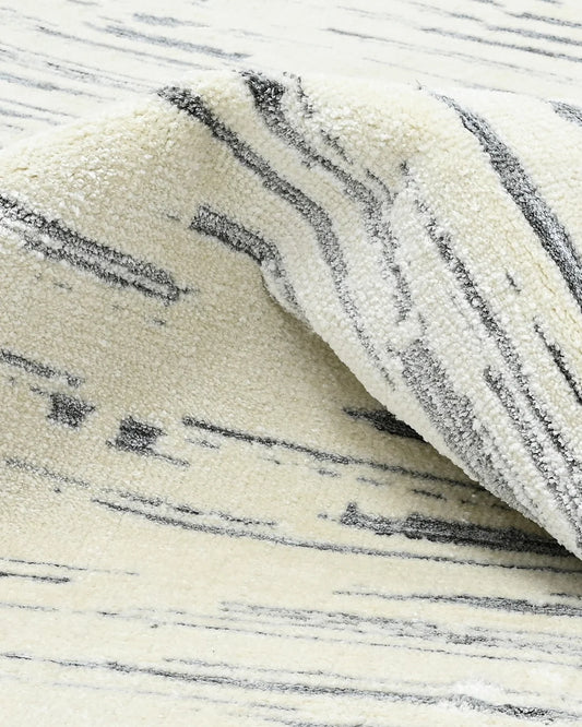 HOMEKNIT LINEAR ABSTRACT GREY MICROFIBER RUG