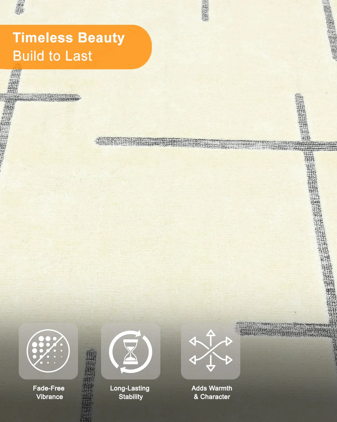 HOMEKNIT MINIMAL GRID IVORY MICROFIBER RUG