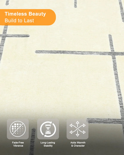 HOMEKNIT MINIMAL GRID IVORY MICROFIBER RUG
