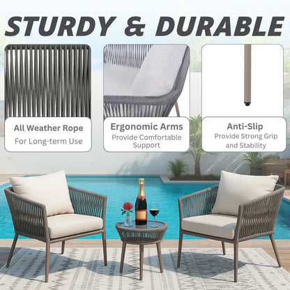 3-PIECE ROPE PATIO SET