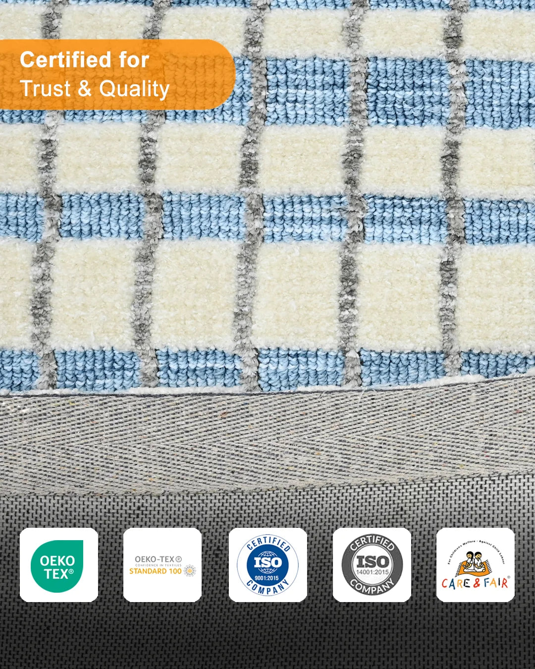 HOMEKNIT SKY BLUE GRID MICROFIBER RUG