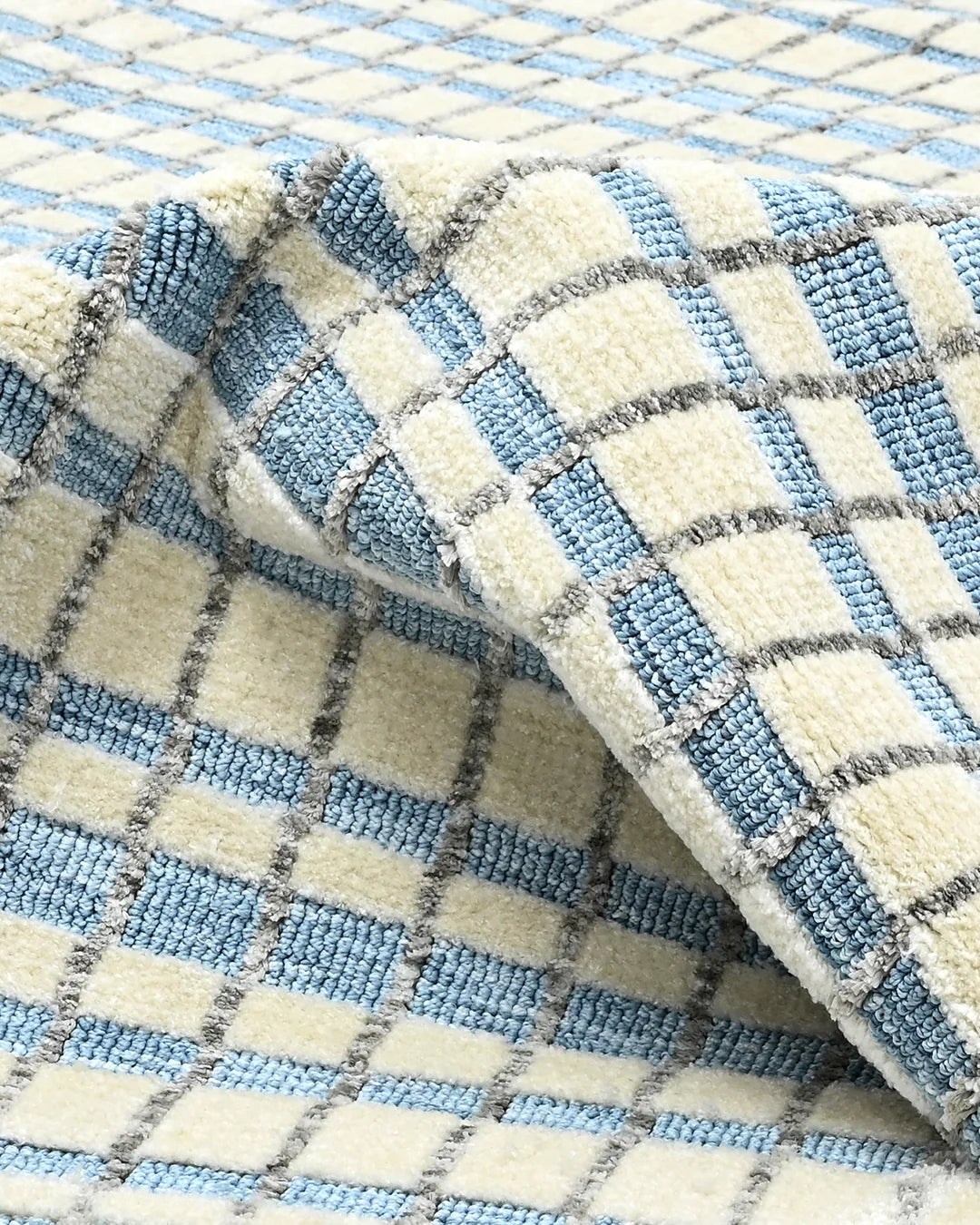 HOMEKNIT SKY BLUE GRID MICROFIBER RUG