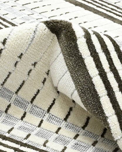 HOMEKNIT IVORY STRIPE MICROFIBER RUG