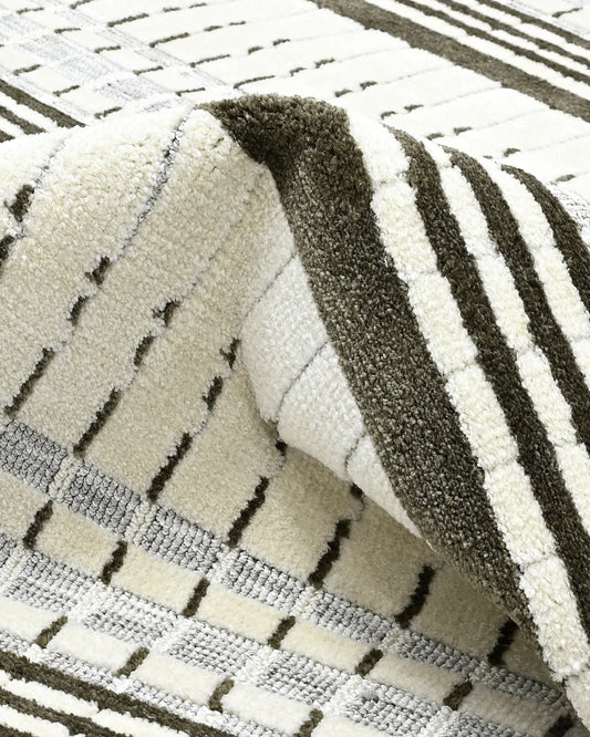 HOMEKNIT IVORY STRIPE MICROFIBER RUG