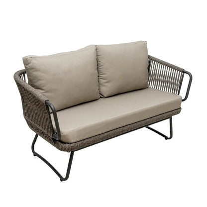 4-PIECE ROPE SOFA SET WITH GLASS TOP TABLE