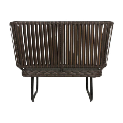 OUTDOOR ROPE 4-PIECE PATIO SOFA SET WITH WICKER TOP TABLE