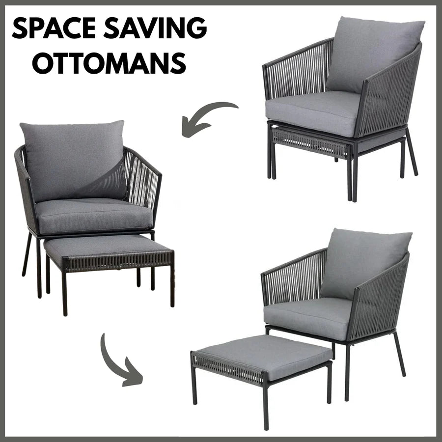 OUTDOOR 5 PIECE ROPE PATIO SOFA SET