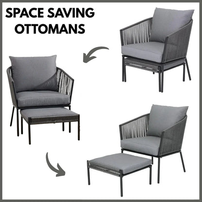 OUTDOOR 5 PIECE ROPE PATIO SOFA SET