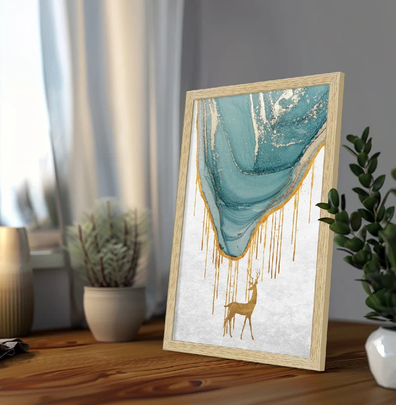 GOLDEN DEER PAINTING SET OF 3