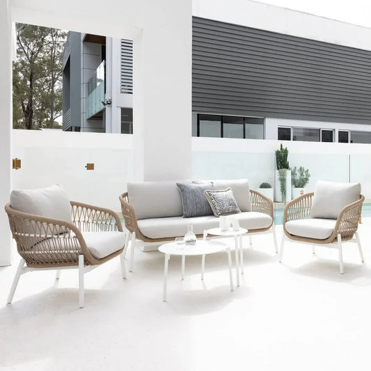 OUTDOOR 4 SEATER ROPE CONVERSATION SOFA SET