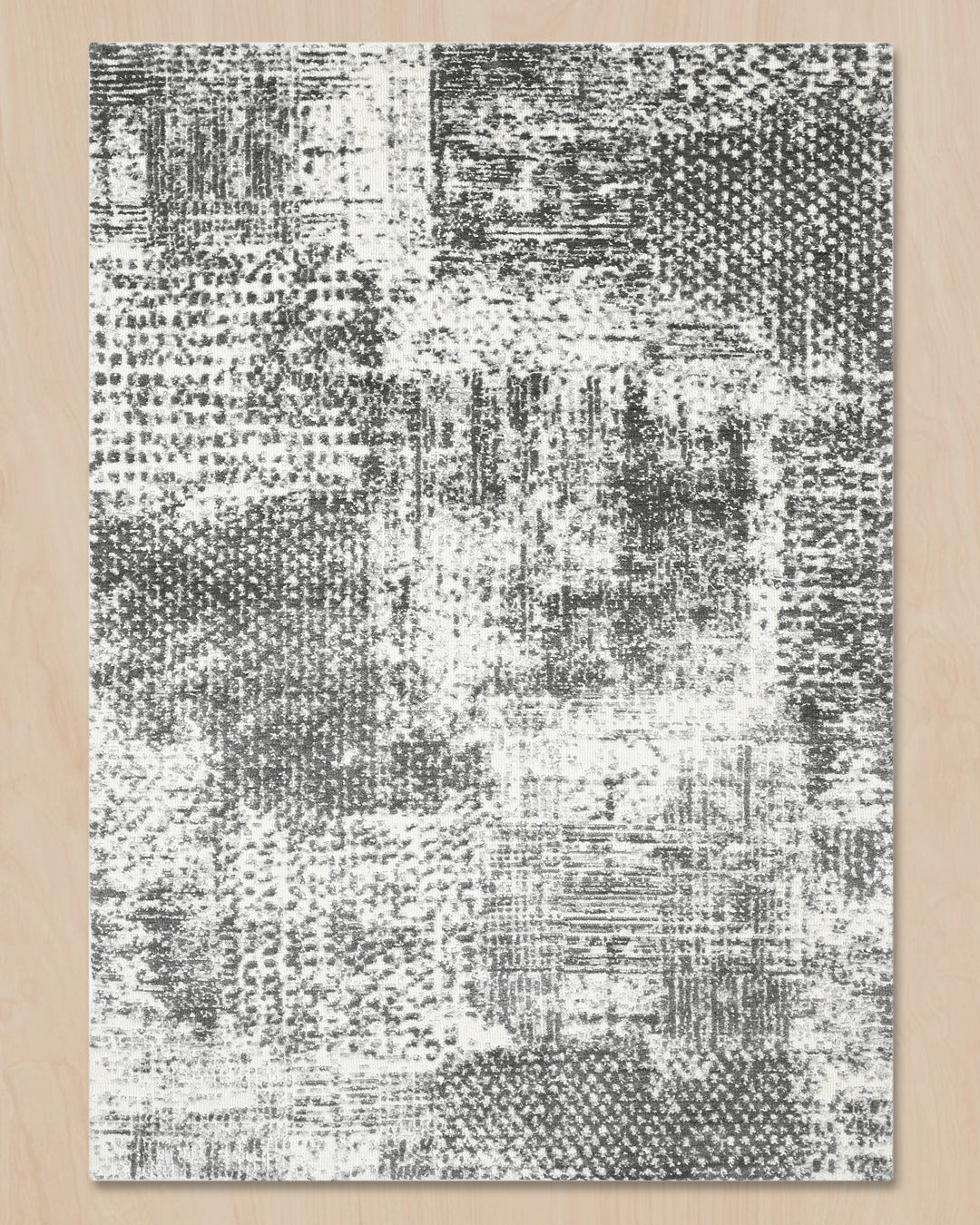 HOMEKNIT DISTRESSED GREY ABSTRACT MICROFIBER RUG