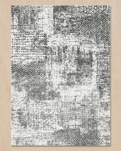HOMEKNIT DISTRESSED GREY ABSTRACT MICROFIBER RUG