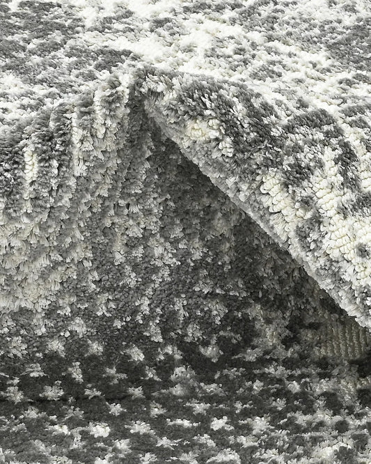 HOMEKNIT DISTRESSED GREY ABSTRACT MICROFIBER RUG